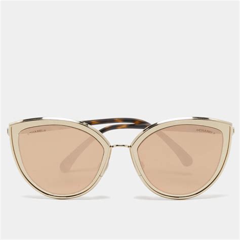 chanel gold mirrored sunglasses